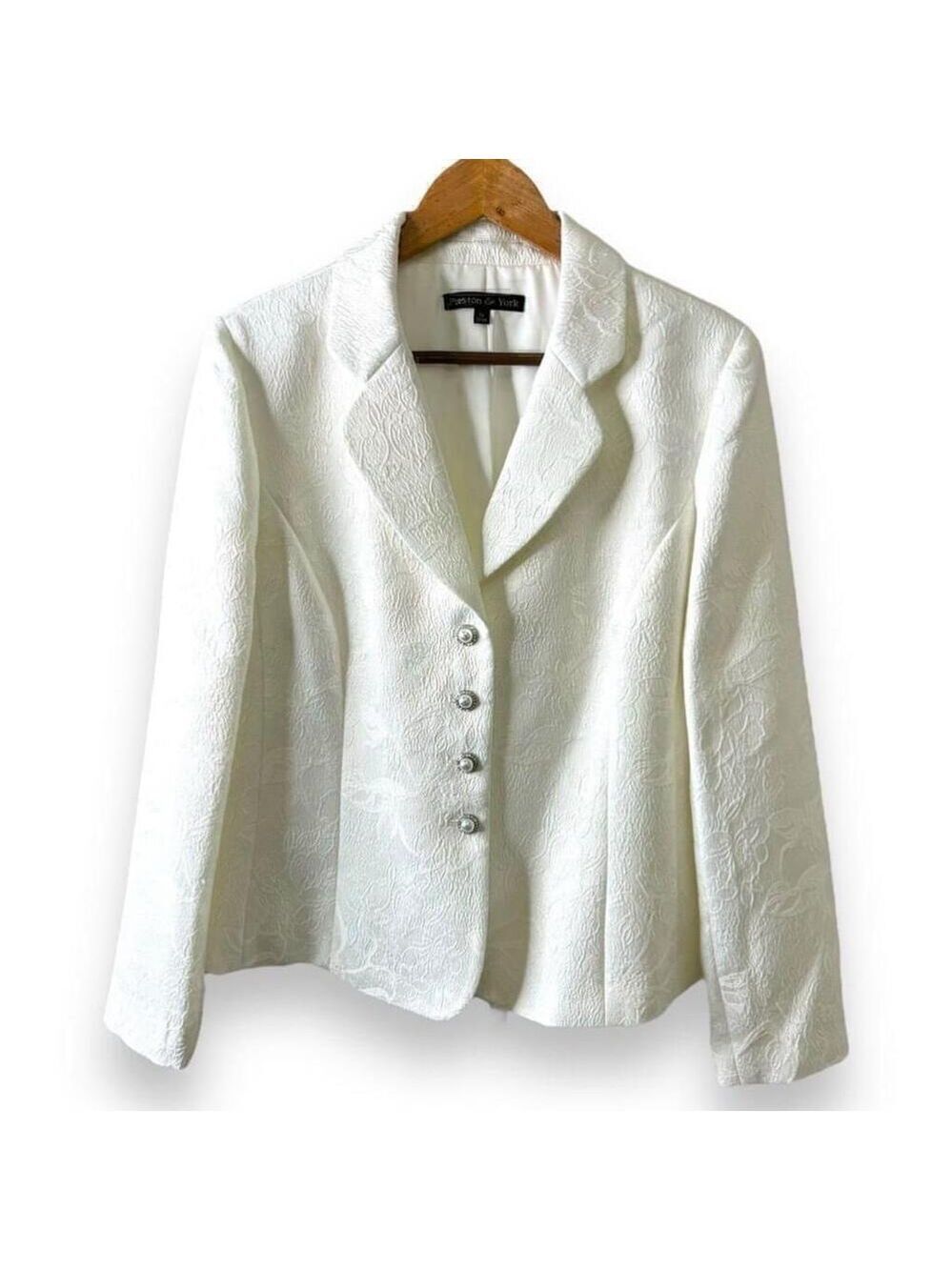 NWT Preston & York White Floral Pearl Rhinestone Wedding Formal Blazer - size 12